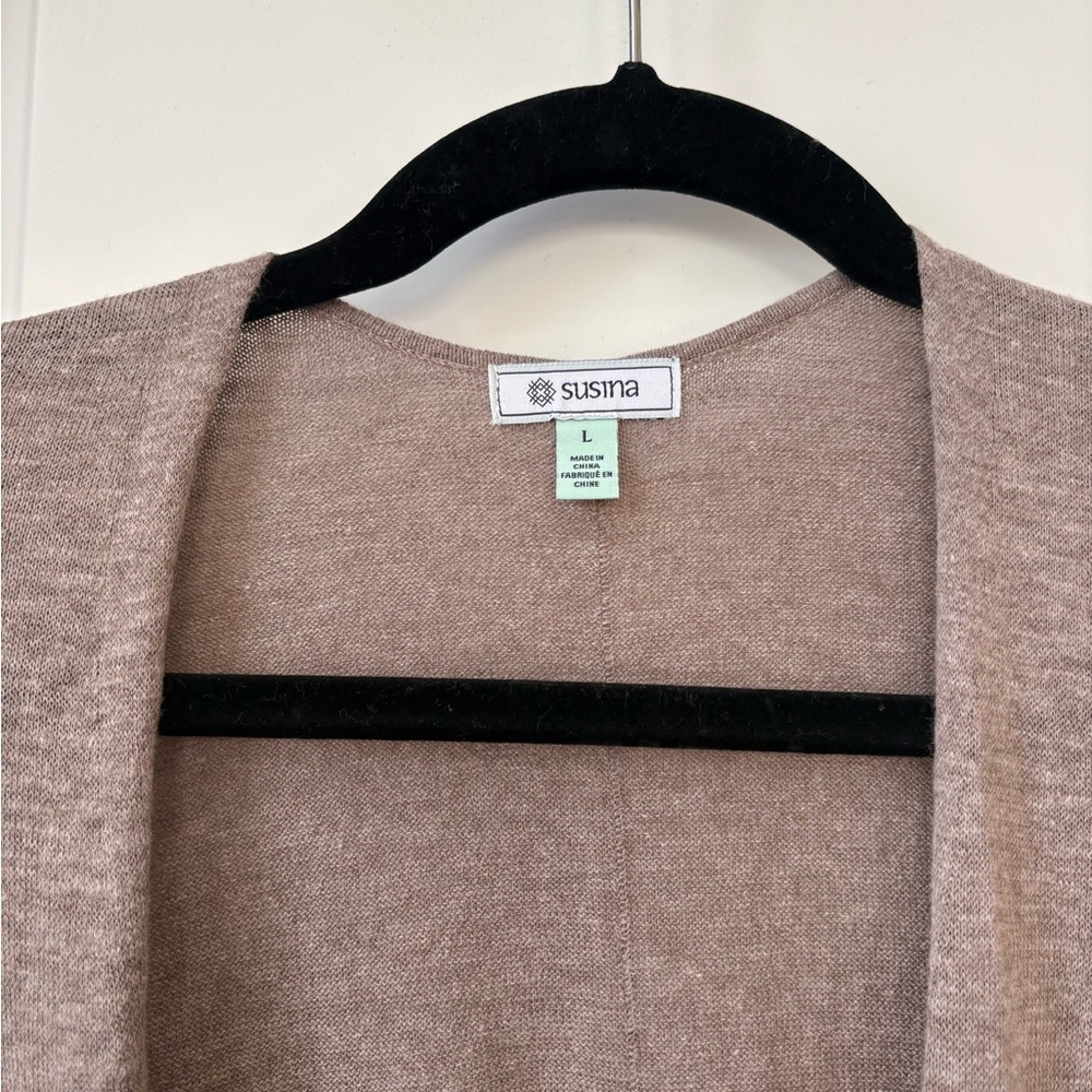 Susina Light Brown Open Front Cardigan - Picture 4 of 5